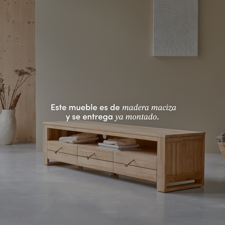 Minimalys - Mueble para TV de teca maciza de 170 cm