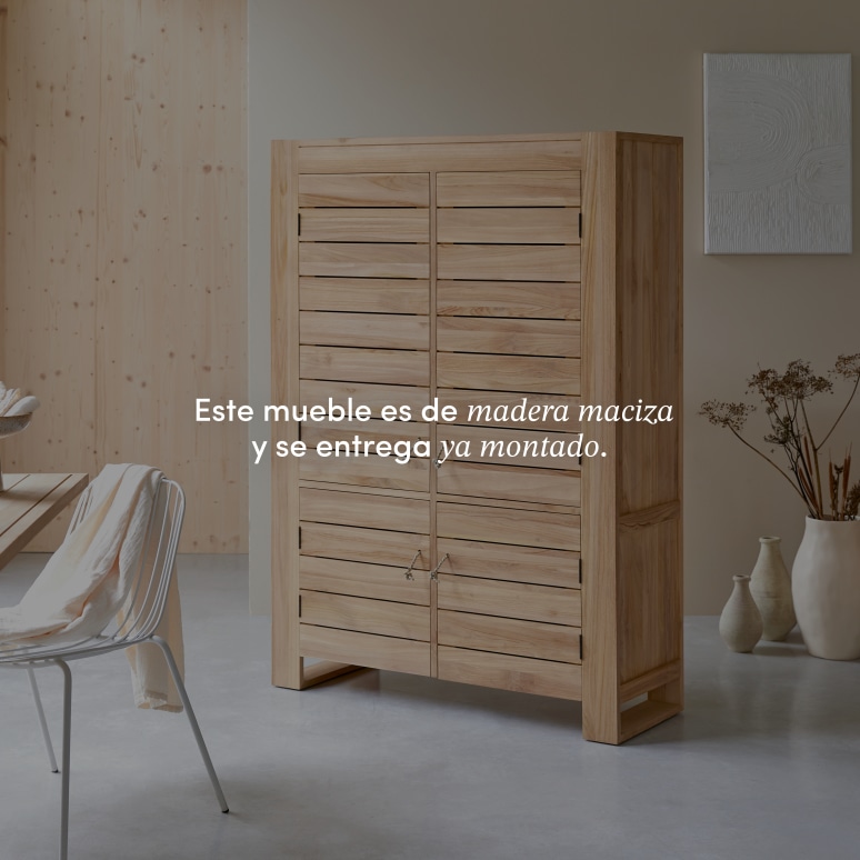Minimalys - Aparador de teca maciza de 110 cm