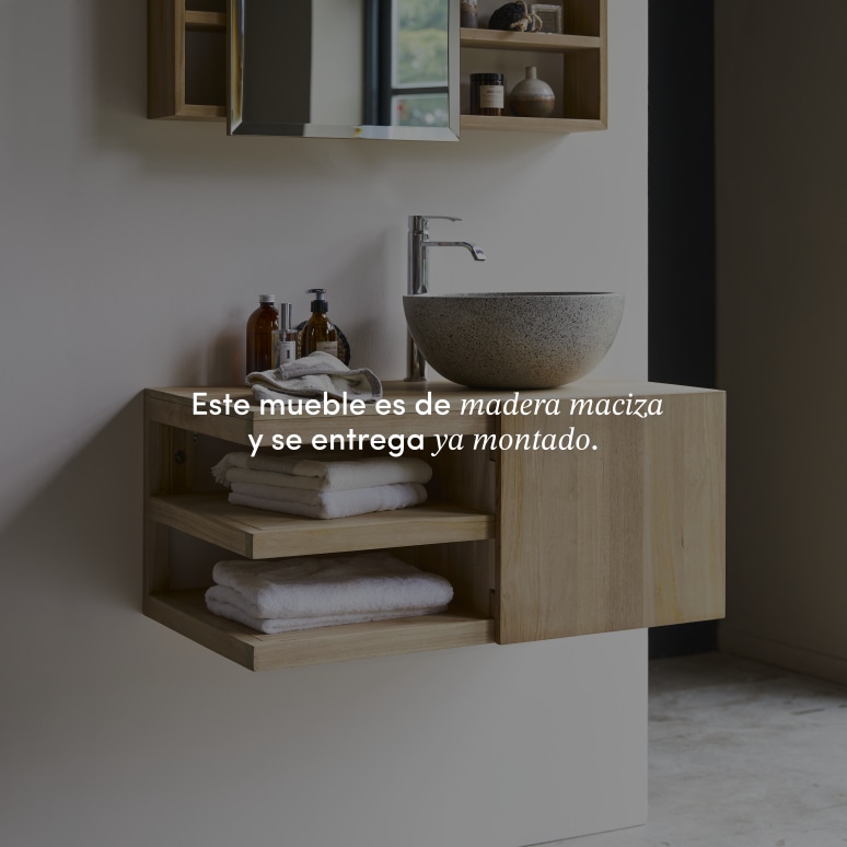 Typo - Mueble para lavabo de teca maciza de 90 cm