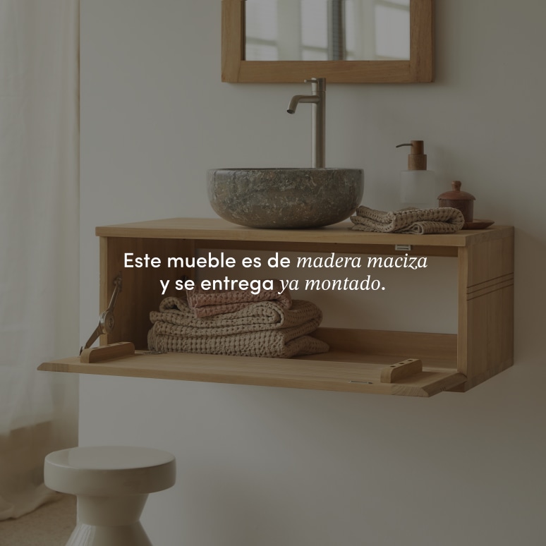 Basic - Mueble para lavabo de teca maciza de 80 cm