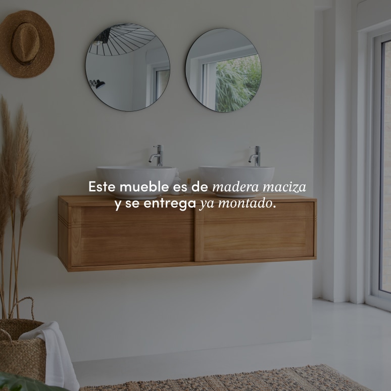 Basic - Mueble para lavabo de teca maciza de 140 cm