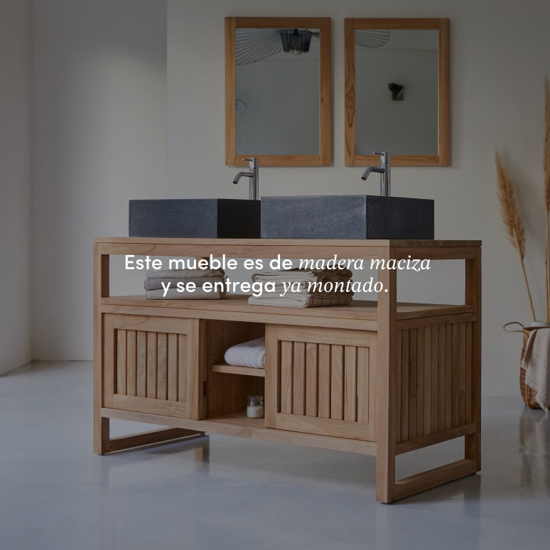 Colonial - Mueble para lavabo de teca maciza de 120 cm