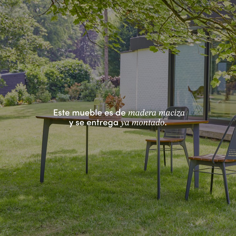 Toscane - Mesa de jardín de teca maciza y metal para 6/8 personas