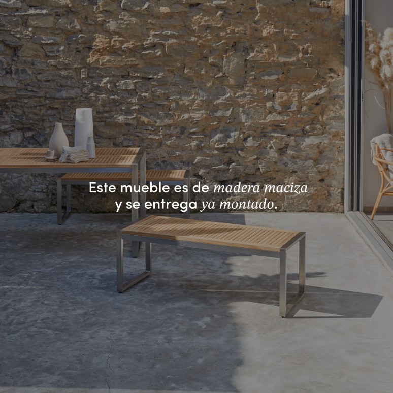 Arno - Banco de jardín de teca maciza y acero