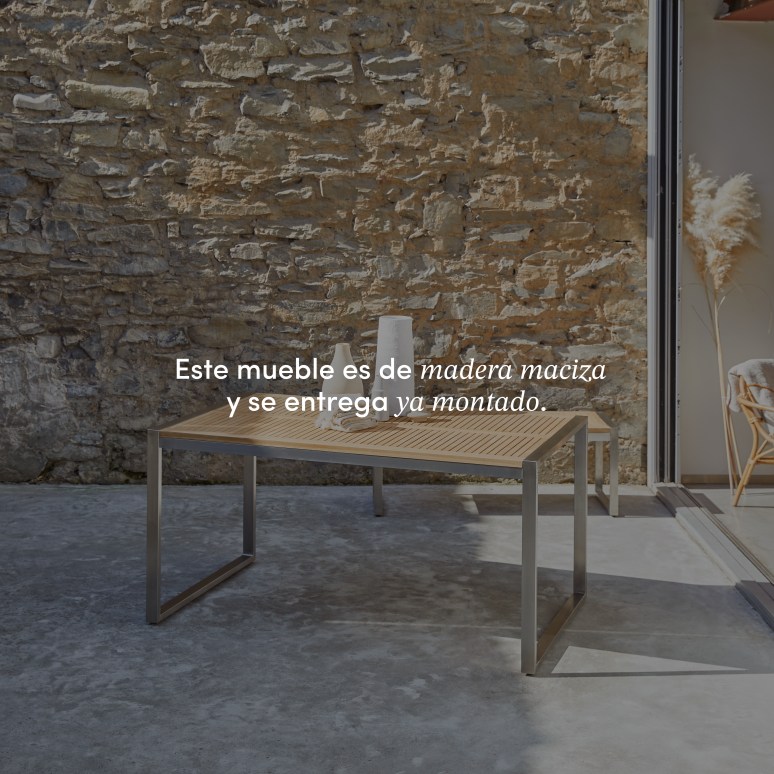 Arno - Mesa de jardín de teca maciza y acero para 4/6 personas