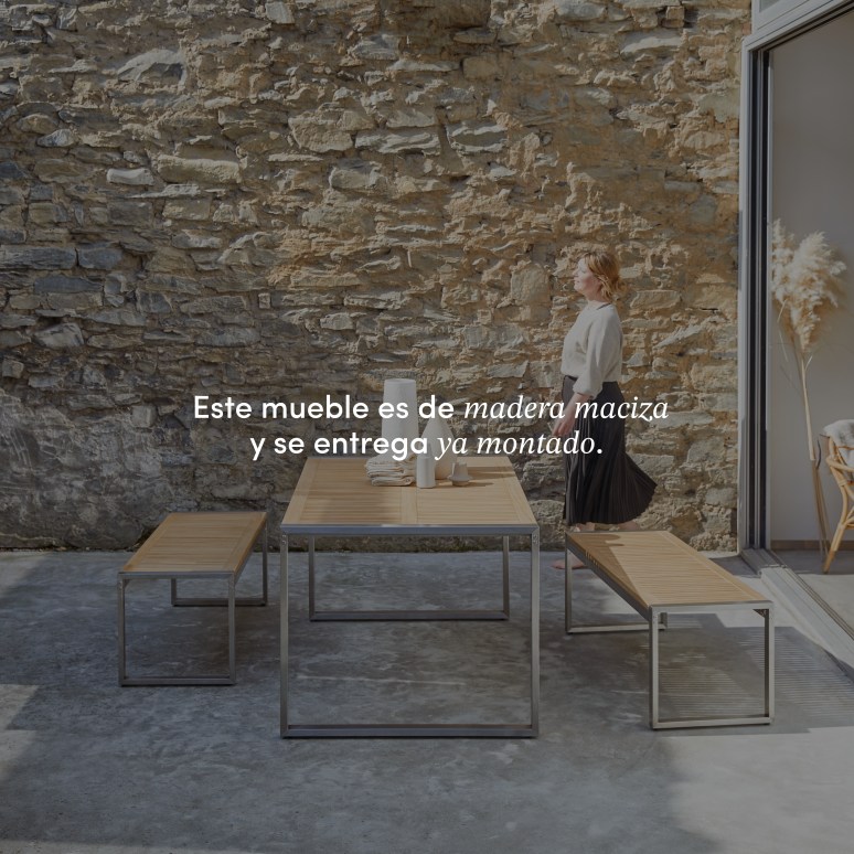 Arno - Conjunto de jardín de teca maciza y acero de 6 plazas