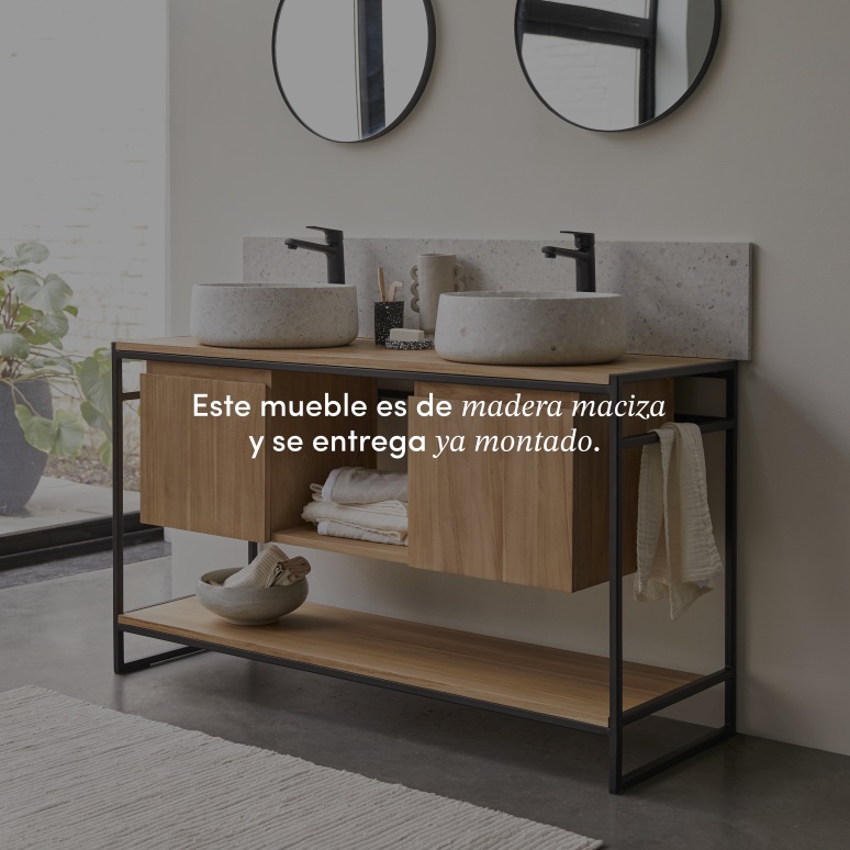 Michal - Mueble para lavabo de teca maciza y metal de 140 cm