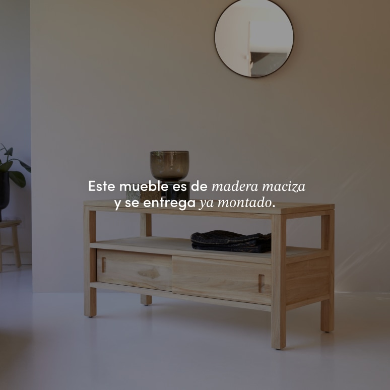 Anton - Mueble para TV de teca maciza de 100 cm