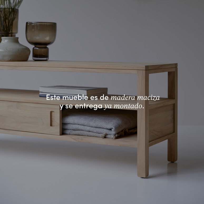 Anton - Mueble para TV de teca maciza de 130 cm