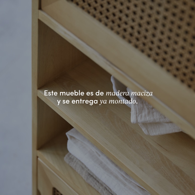 Luis - Biblioteca alta de olmo macizo y rejilla de ratán