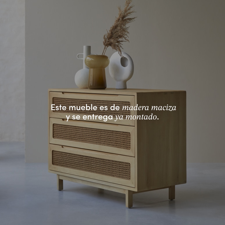 Luis - Cómoda de olmo macizo y rejilla