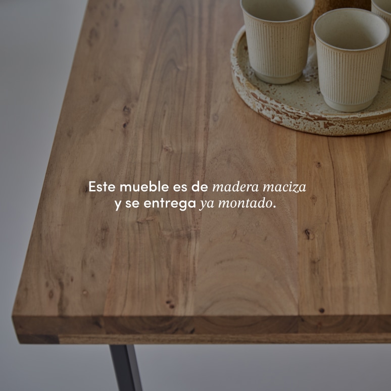 Temis - Mesa de acacia maciza y metal para 6/8 personas