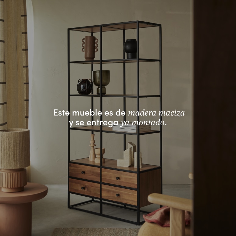 Agra - Biblioteca de acacia maciza y metal