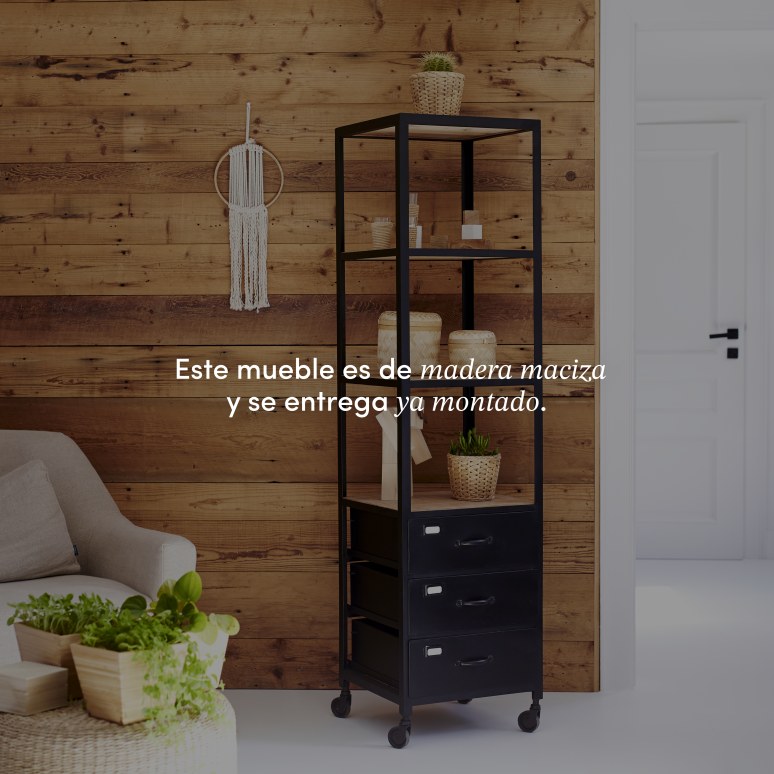 Industriel - Columna de madera oscura de mango y metal