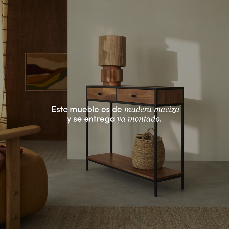 Agra - Consola de acacia maciza y metal