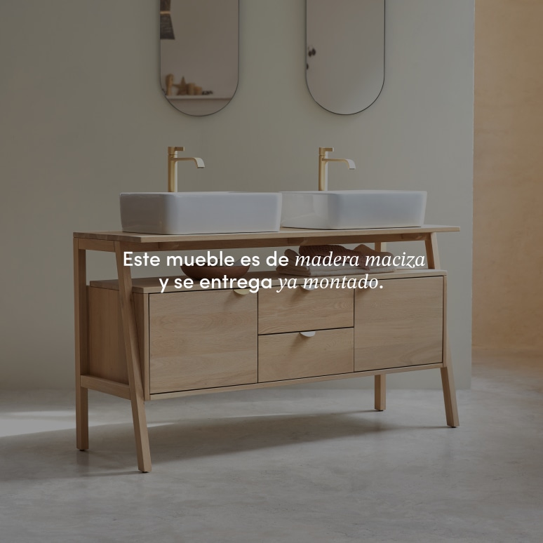 Pola - Mueble para lavabo de roble macizo de 140 cm