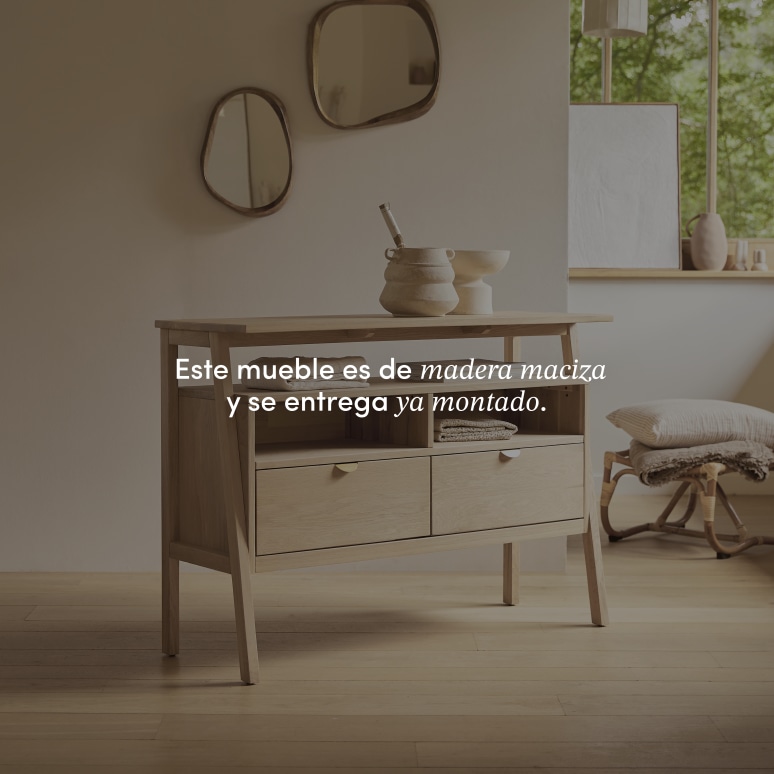 Pola - Consola de roble macizo con 2 cajones