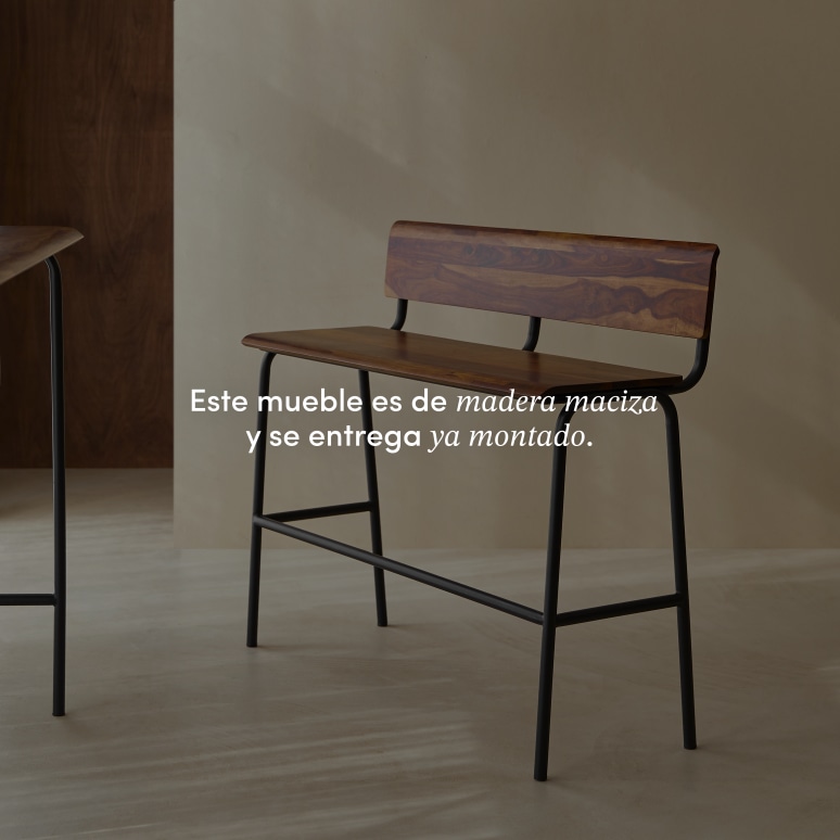 Talia - Banco alto de palisandro macizo y metal