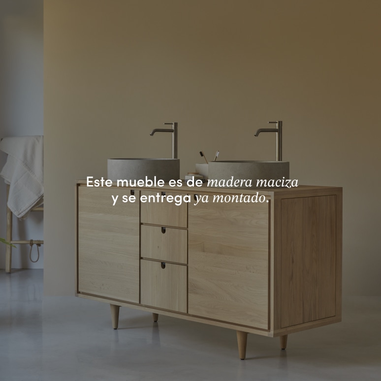 Jonàk - Mueble para lavabo de roble macizo de 145 cm