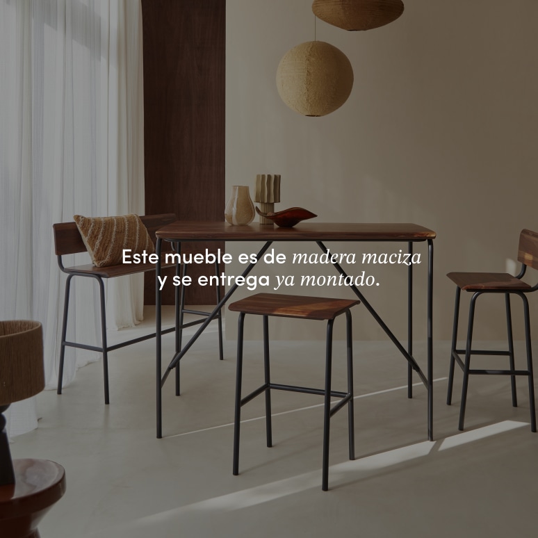 Talia - Taburete alto de palisandro macizo y metal