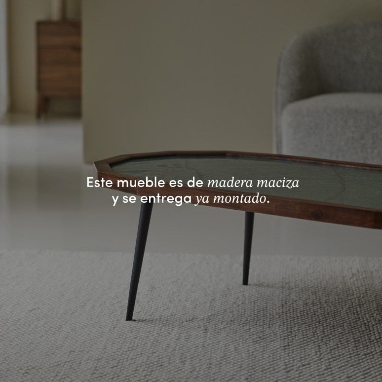 Jade - Mesa de centro de palisandro macizo y mármol