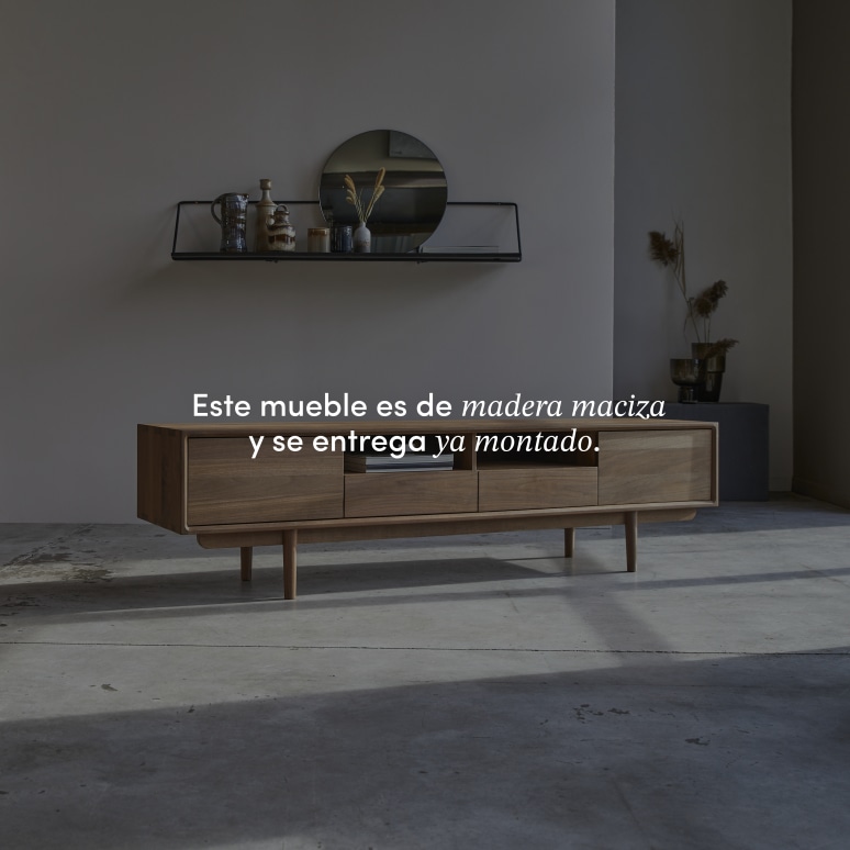 Ellie - Mueble para TV de nogal macizo de 180 cm
