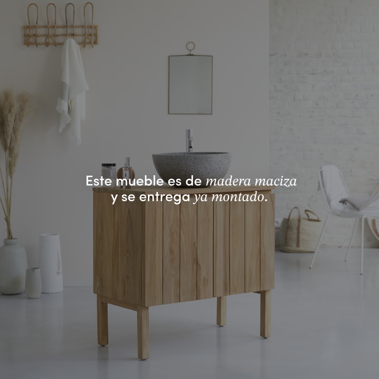 Jill - Mueble para lavabo de teca maciza de 80 cm