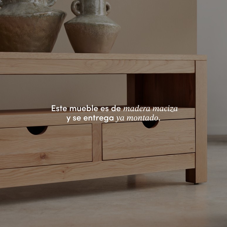 Oliver - Mueble para TV de roble macizo de 200 cm