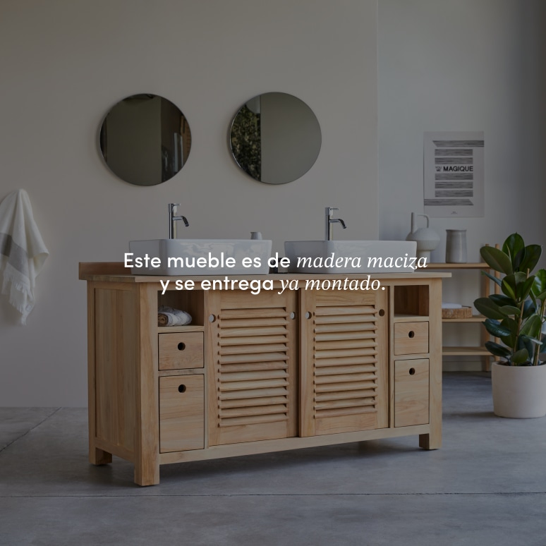 Coline - Mueble para lavabo de teca maciza de 145 cm