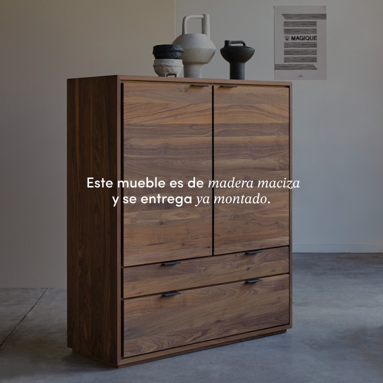 Senson - Aparador de nogal macizo de 110 cm