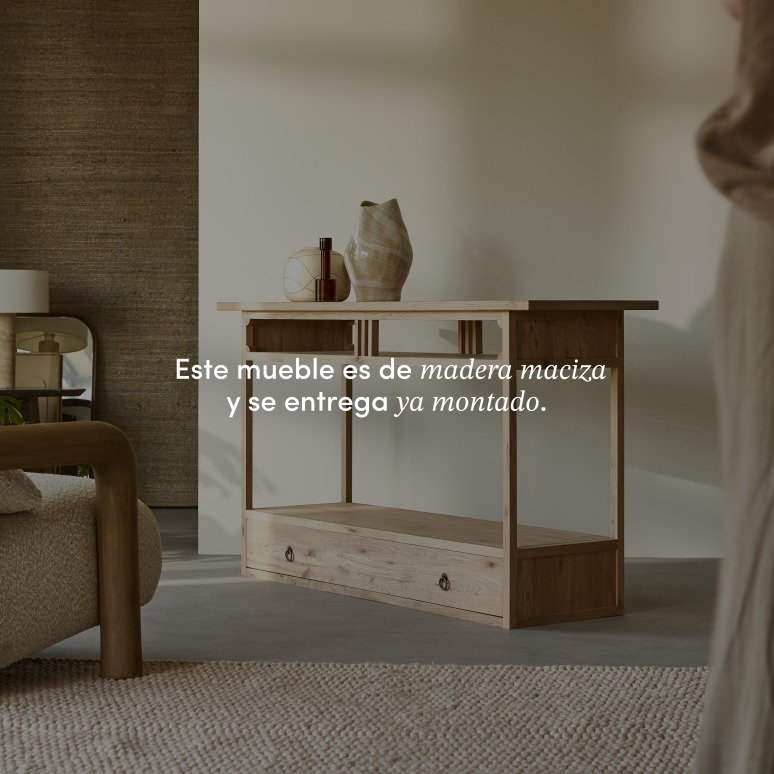 Clovis - Consola de roble macizo con 1 cajón 