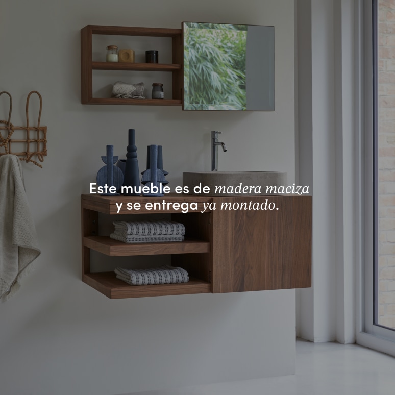 Typo - Mueble para lavabo de nogal macizo de 90 cm