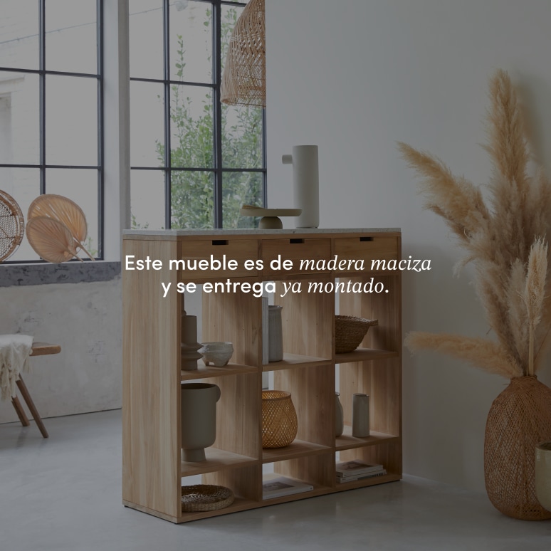 Miho - Consola de teca maciza y terrazo prémium blanco