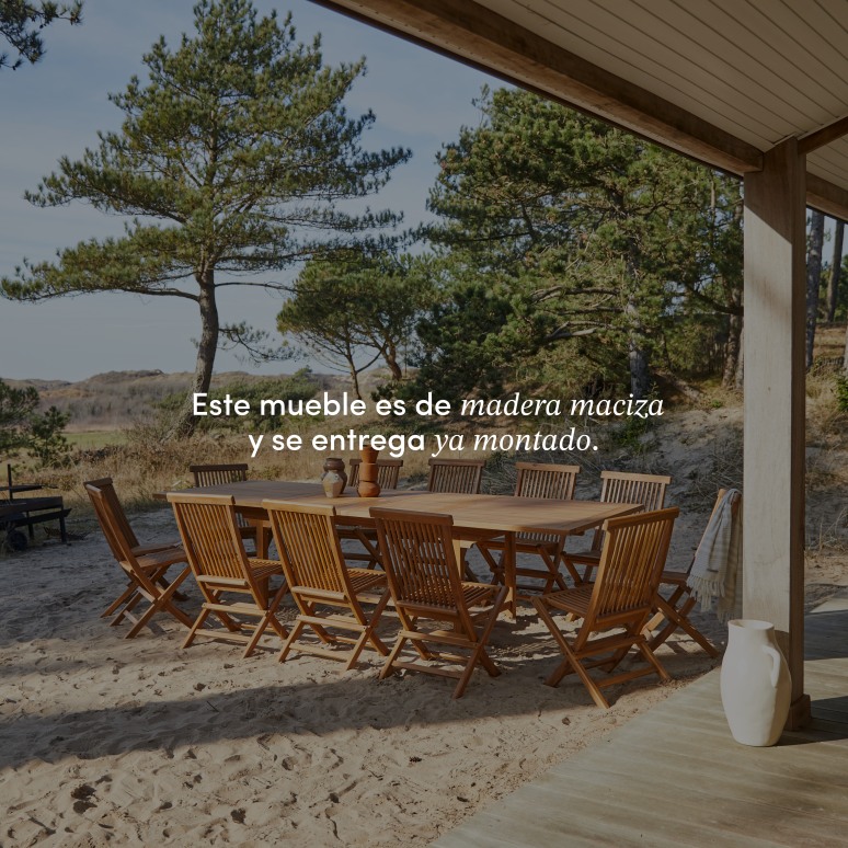 Capri - Conjunto de jardín rectangular de acacia maciza con 12 sillas