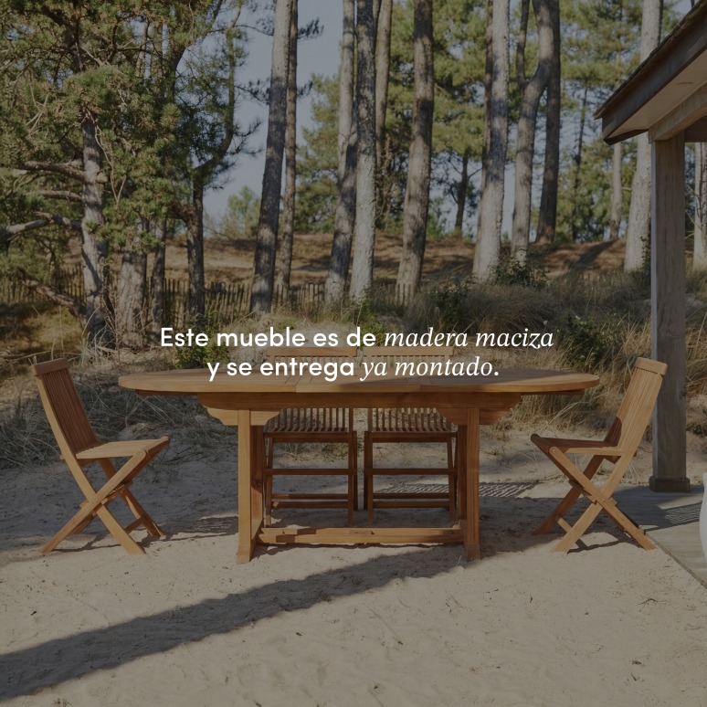 Capri - Conjunto de jardín oval de acacia maciza con 4 sillas