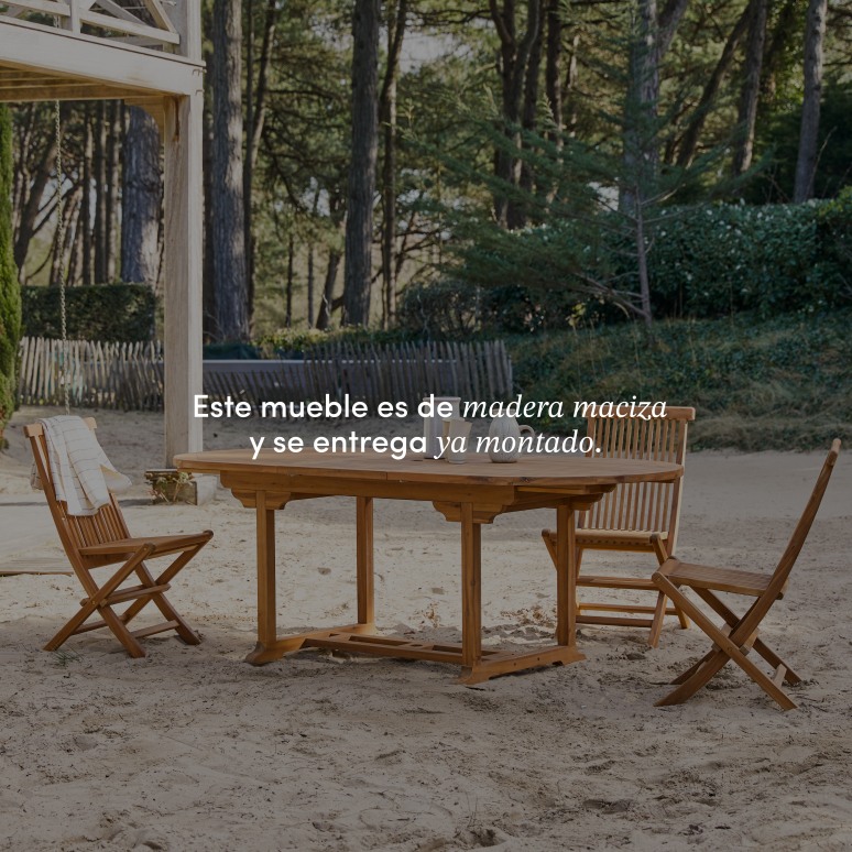 Capri - Conjunto de jardín oval de acacia maciza con 4 sillas