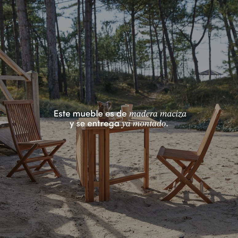 Capri - Mesa de jardín plegable de acacia maciza para 2/4 personas