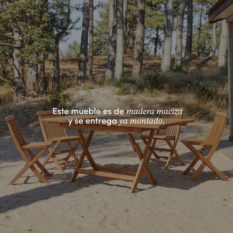 Capri - Conjunto de jardín de acacia maciza con 4 sillas