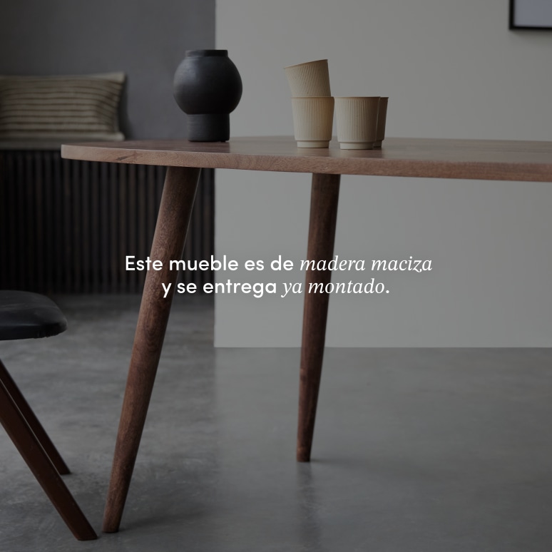 Lazare - Mesa de mango macizo para 6/8 personas