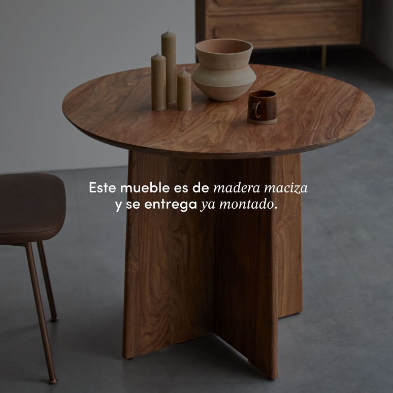 Anja - Mesa redonda de palisandro macizo 4 personas