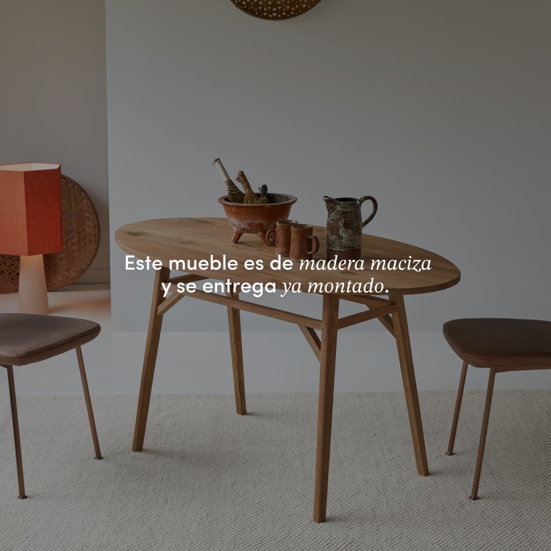 Elena - Mesa ovalada de teca maciza reciclada para 2-4 personas