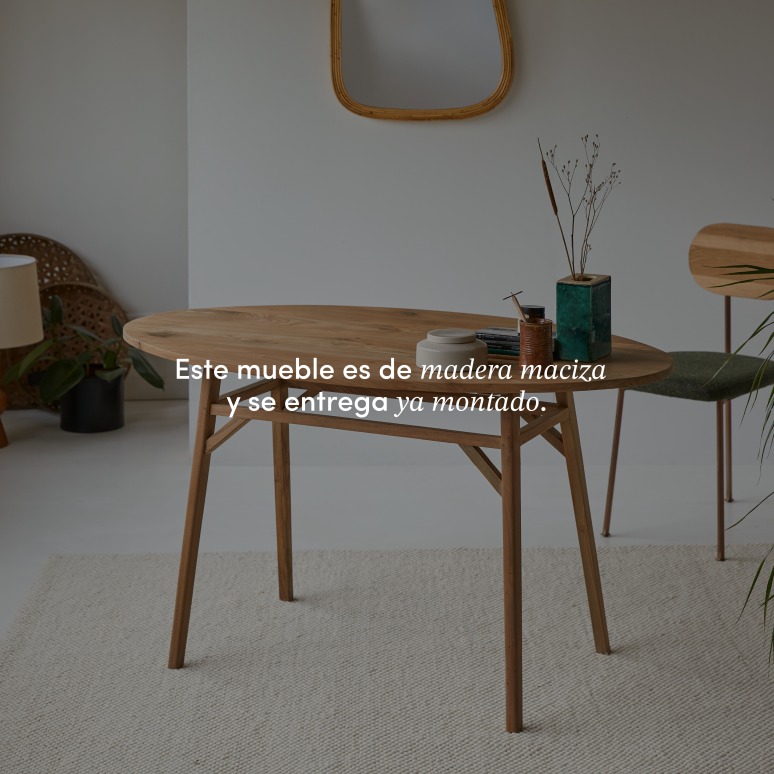 Elena - Escritorio ovalado de teca maciza reciclada