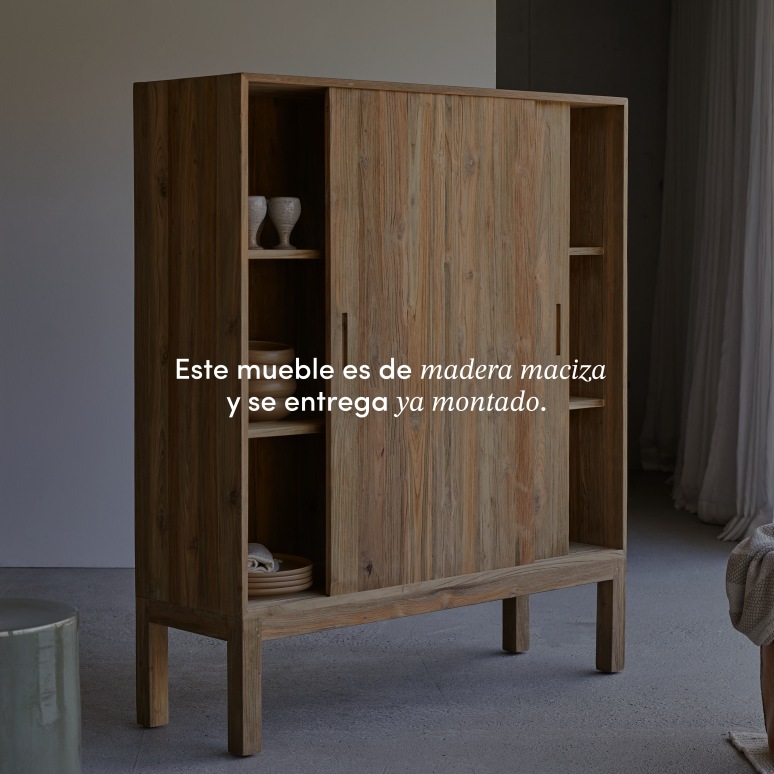 Elias - Aparador de teca maciza reciclada de 130 cm