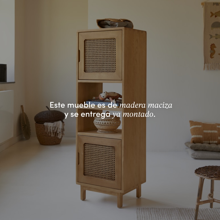 Luis - Biblioteca alta infantil de olmo y rejilla