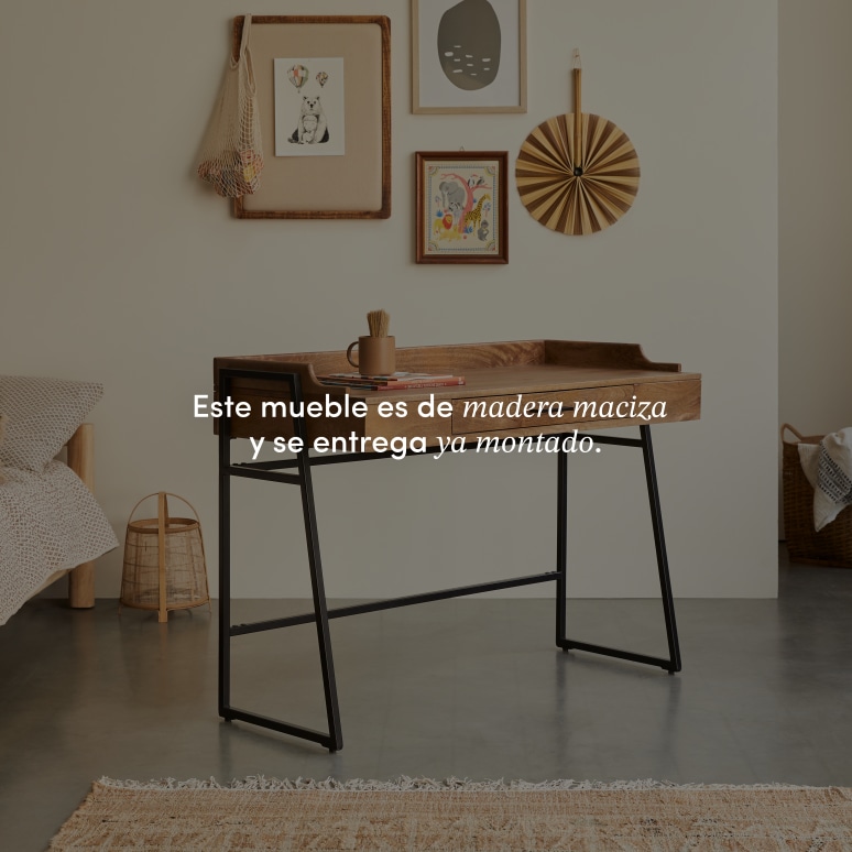 Hedda - Escritorio infantil de mango macizo y metal