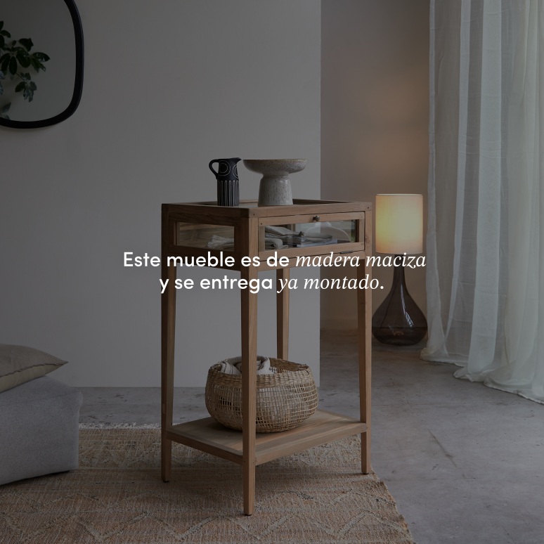 Inès - Consola acristalada de teca maciza reciclada