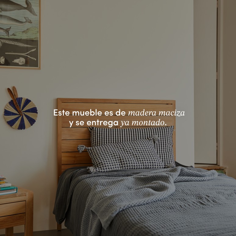 Minimalys - Cabecero infantil de teca maciza de 95 cm