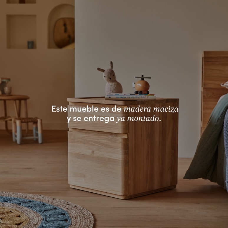 Nino - Mesita de noche infantil de teca maciza