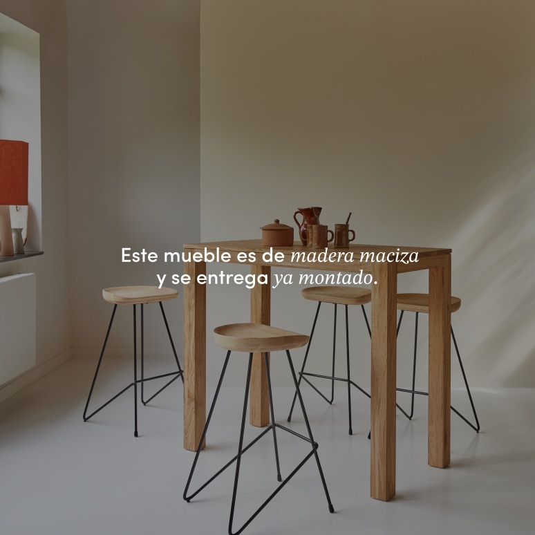 Eden - Mesa de bar de roble macizo para 2-4 personas