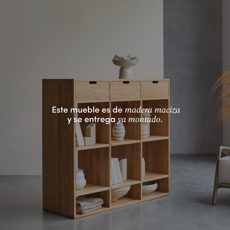 Miho - Biblioteca baja de roble macizo